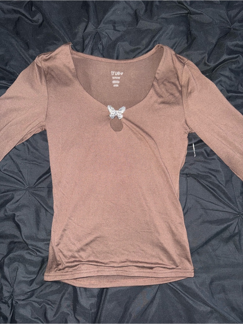 NWT Brown long sleeve top with butterfly detail